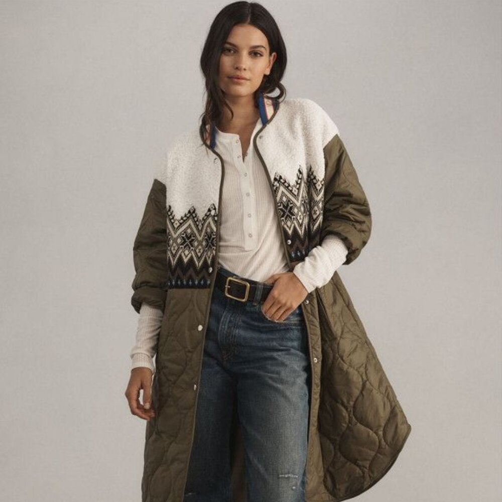 By Anthropologie - The Tierney Fairisle Mixed Coat